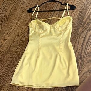 Beginning boutique mini yellow lace dress